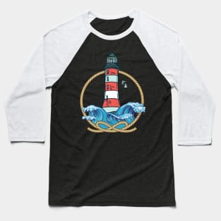 Lighthouse Sea Seagull Coast Water Shipping Baseball T-Shirt